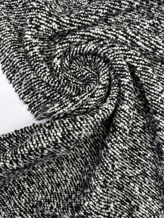 Wool Tweed Bouclé Black White
