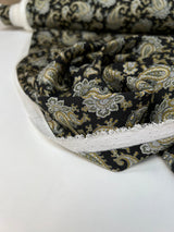 Polyester Crepe Paisley Print Brown Black