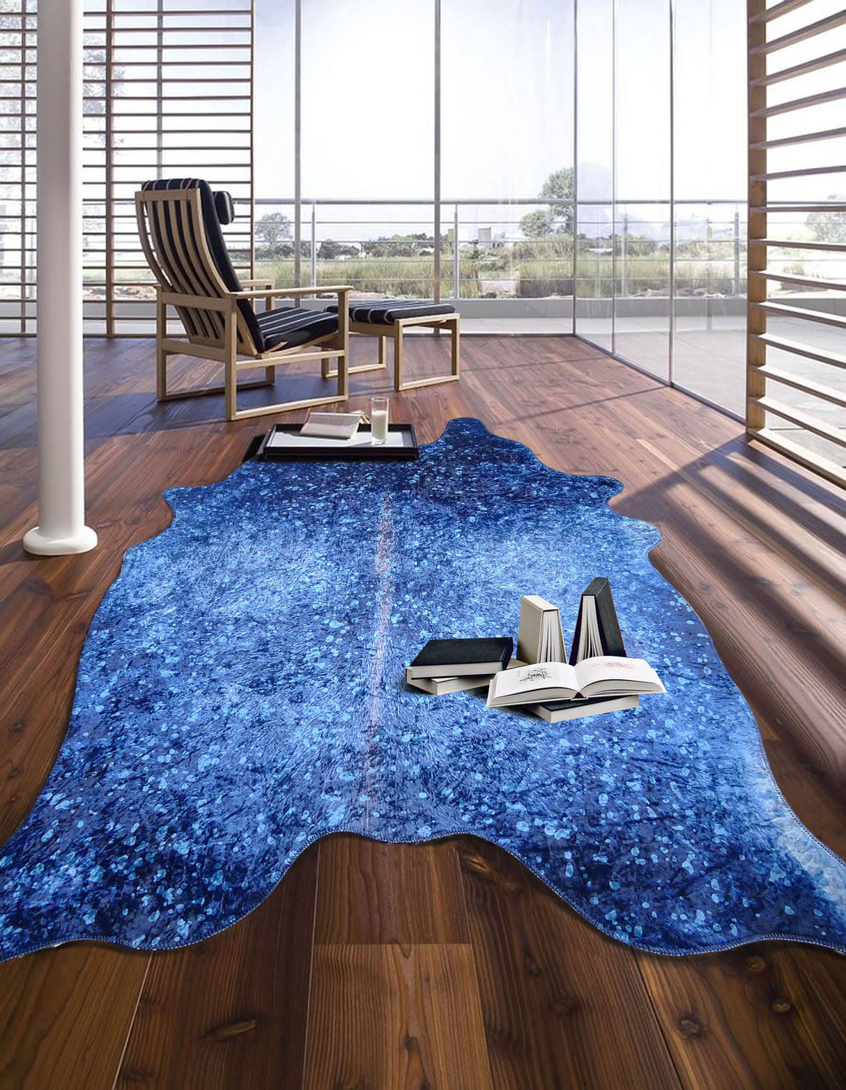 Vegan Metallic Shinny Glow Faux Hide Cowhide Area Rug Carpet - Polyester Fabric - Metallic Yellow, Patchwork Print, 5' X 7' (1 Piece)