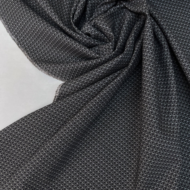 Cotton Poplin Gray Geometric Print