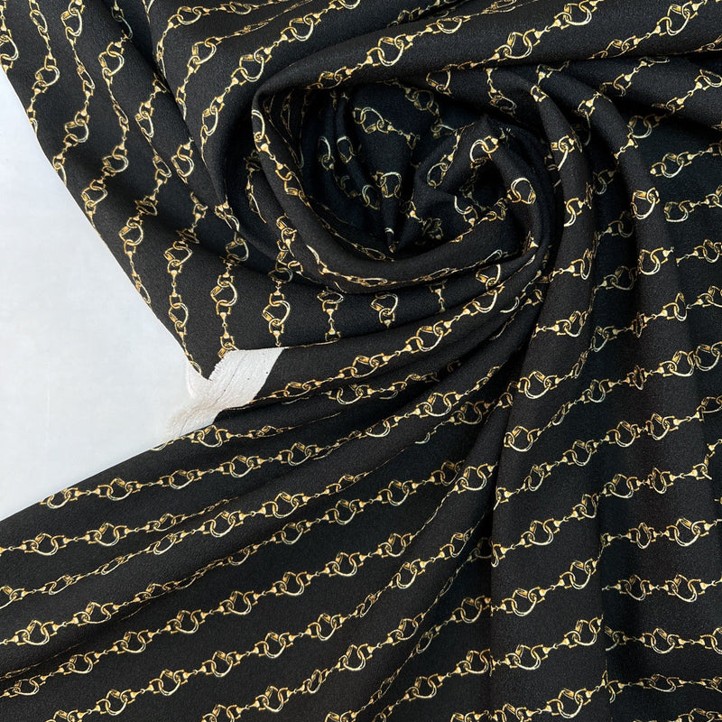 Polyester Crepe Printed Beige & Black