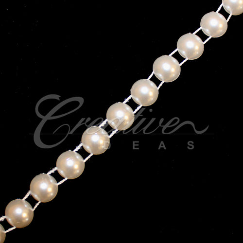 8Mm Half Round Pearls String-5 Yds (Ivory)