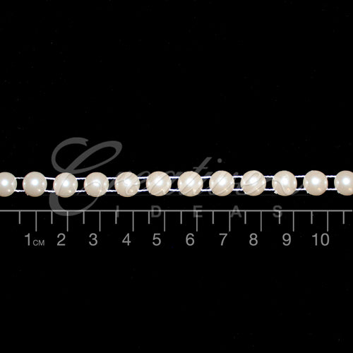 8Mm Half Round Pearls String-5 Yds (Ivory)