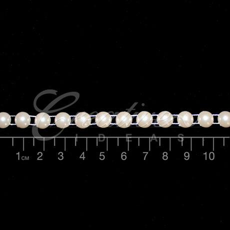 8Mm Half Round Pearls String-5 Yds (Ivory)