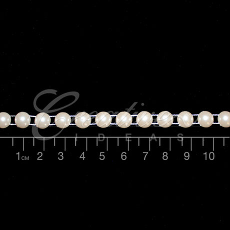 8Mm Half Round Pearls String-5 Yds (Ivory)