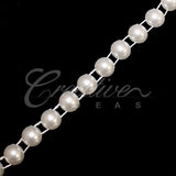 8Mm Half Round Pearls String-5 Yds (White)