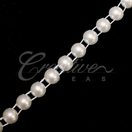 8Mm Half Round Pearls String-5 Yds (White)