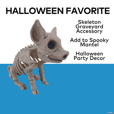 9 3/4" Sitting Pig Plastic Skeleton Halloween Tabletop Decoration