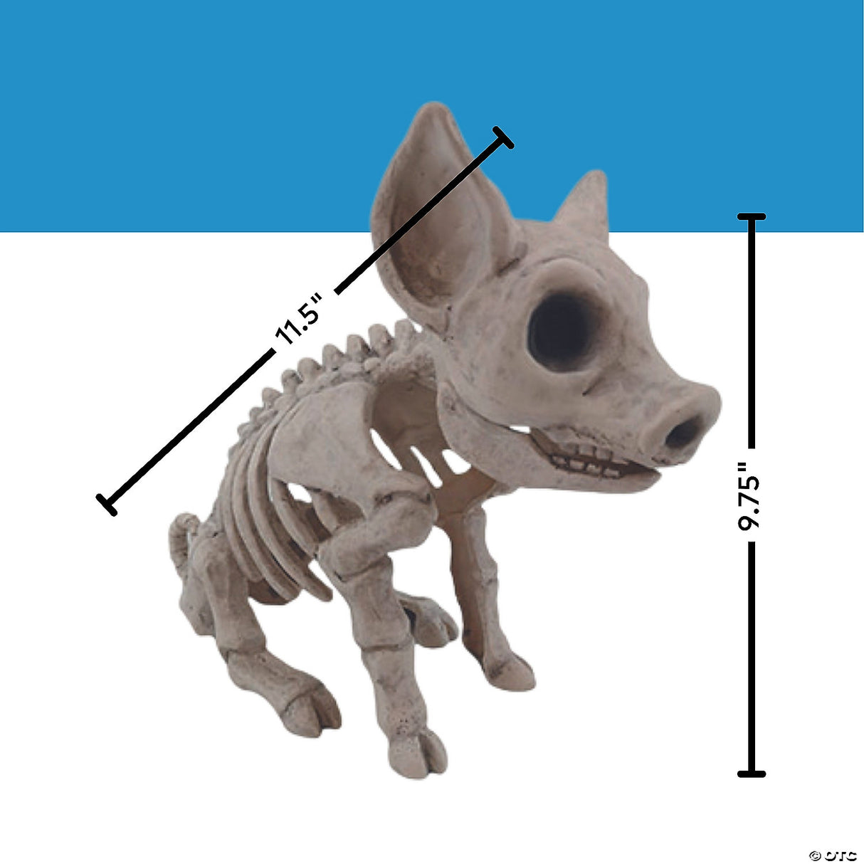 9 3/4" Sitting Pig Plastic Skeleton Halloween Tabletop Decoration