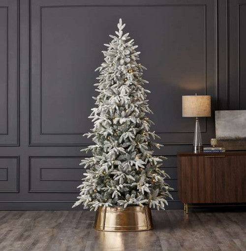 9' Shadow Woods Flocked Spruce Warm White LED