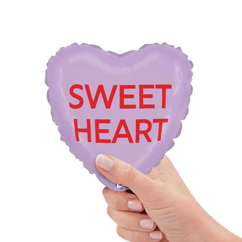 Foil Balloon Conversation Heart Purple & Yellow
