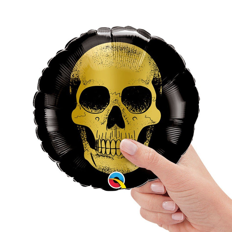 Foil Balloon Golden Skull Head Mini Shape