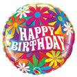 Foil Balloon Happy Birthday Psychedelic Daisies
