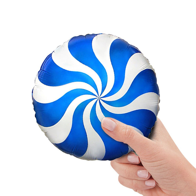 Foil Balloon Peppermint Candy Blue