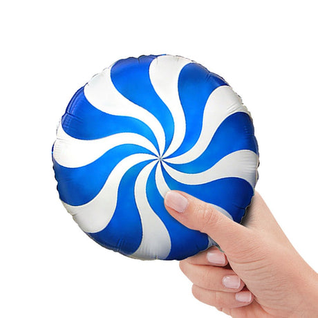 Foil Balloon Peppermint Candy Blue