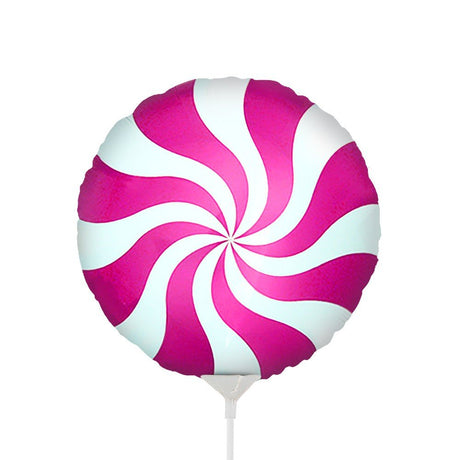 Mini Shape Foil Balloon Peppermint Candy Magenta