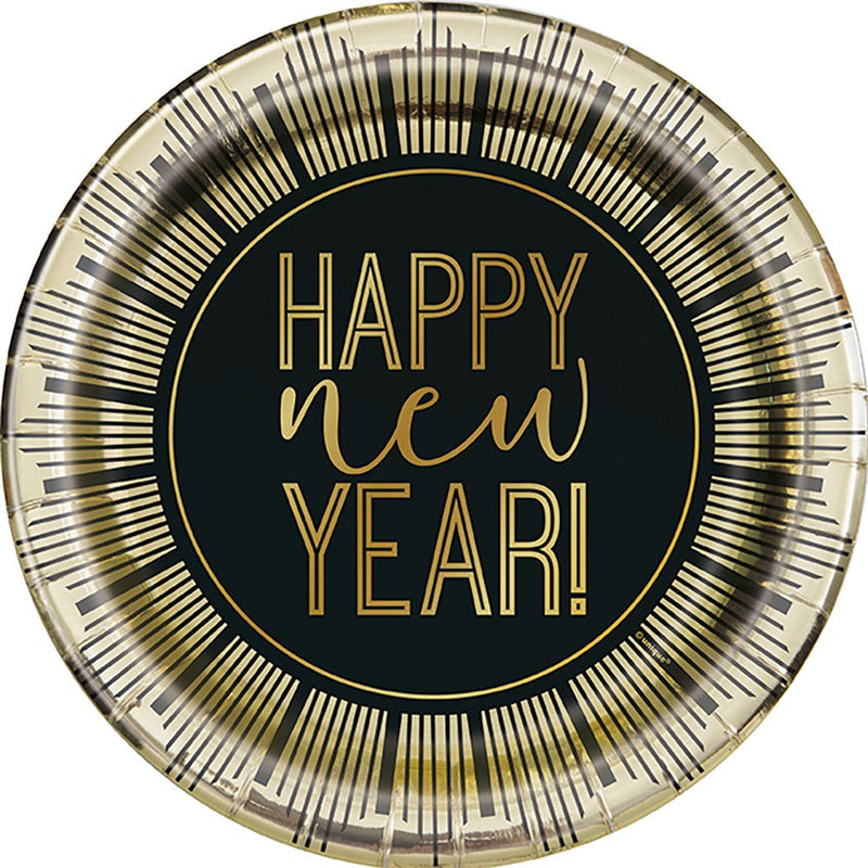 New Year's Foil Plates 8 Pack
