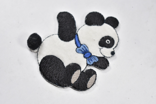 Embroidered Bear Patch Black White