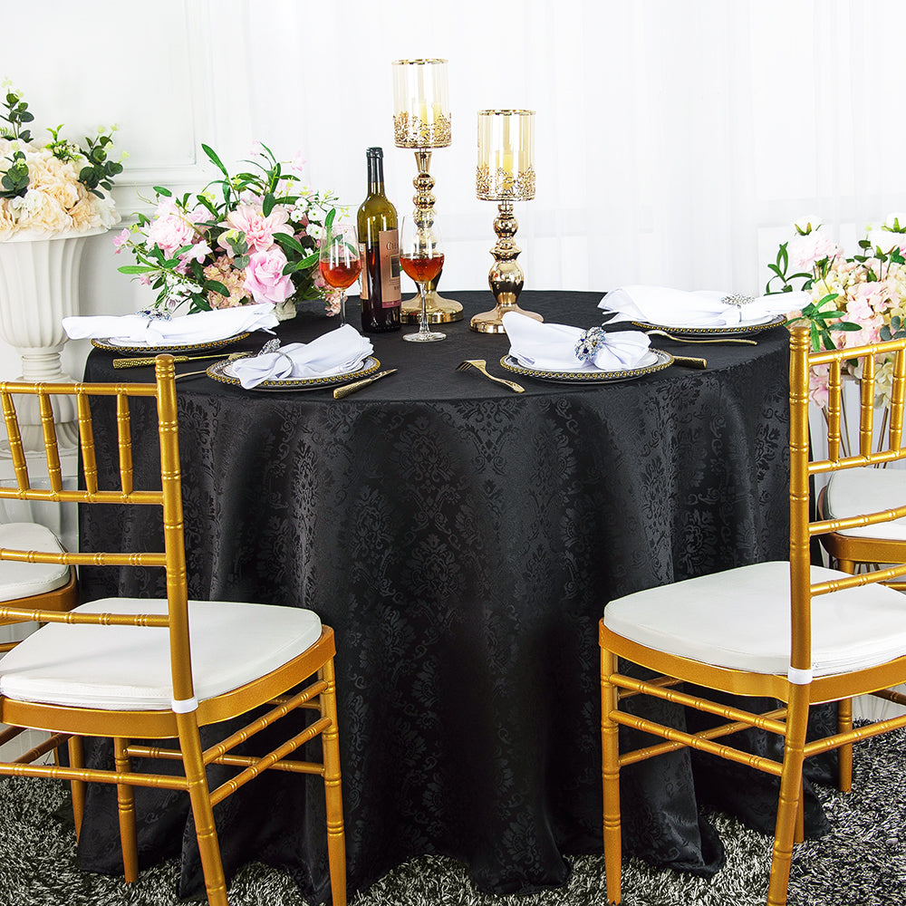 Elegant Marquis Damask Round Jacquard Tablecloth