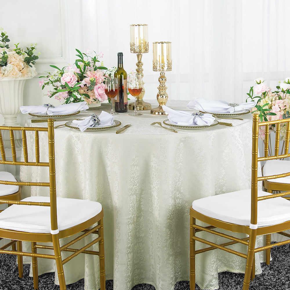 Elegant Marquis Damask Round Jacquard Tablecloth