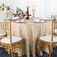 Round Jacquard Polyester Tablecloth 90" Champagne