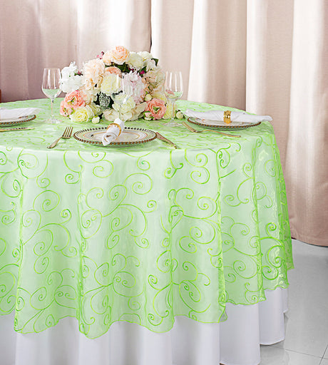 Round Organza Table Overlay 90" Apple Green
