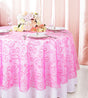 Round Embroidered Organza Table Overlay 90" Bubble Gum