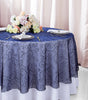 Round Embroidered Organza Table Overlay 90" Navy Blue