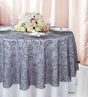 Round Embroidered Organza Table Overlay 90" Pewter/Charcoal