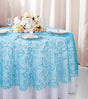 Round Embroidered Organza Table Overlay 108" Turquoise