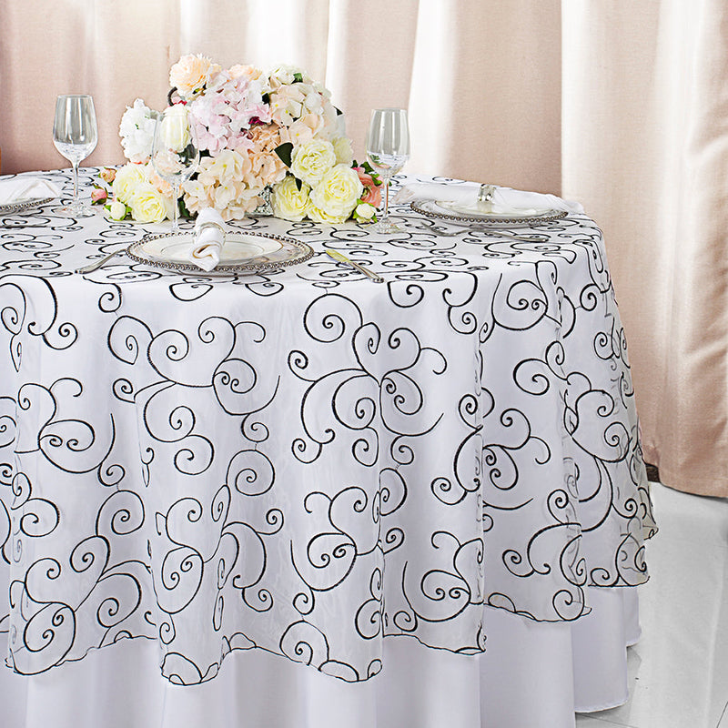 Round Embroidered Organza Table Overlay
