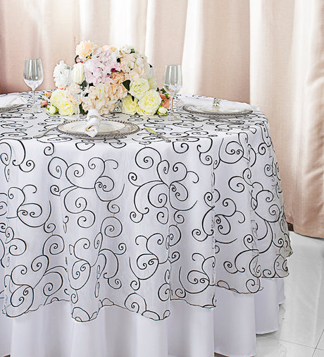 Round Embroidered Organza Table Overlay