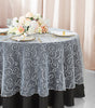 Round Embroidered Organza Table Overlay 90" White