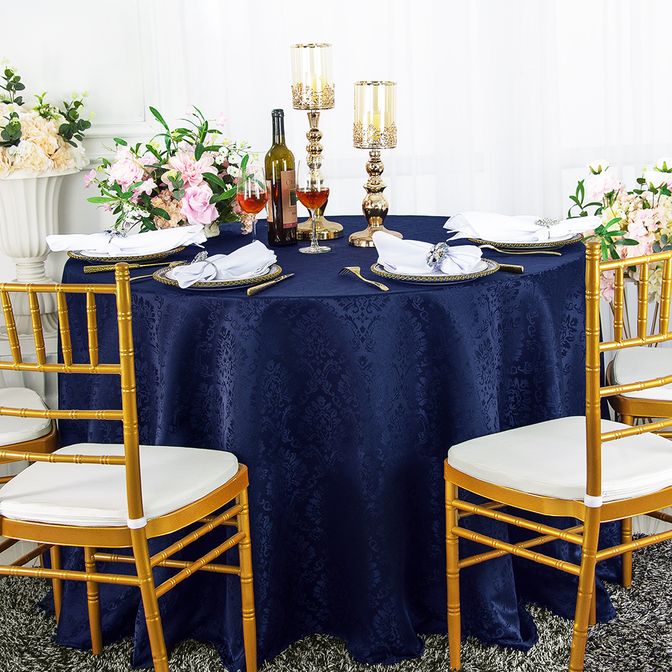 Elegant Marquis Damask Round Jacquard Tablecloth