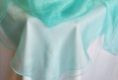 Round Organza Table Overlay 90" Tiff Blue/Aqua Blue