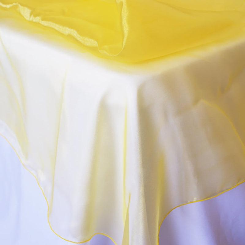 Round Organza Table Overlay Topper 90" Canary Yellow