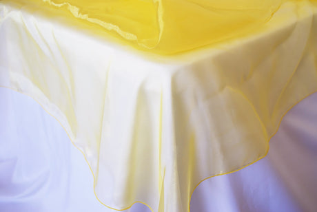 Round Organza Table Overlay Topper 90" Canary Yellow