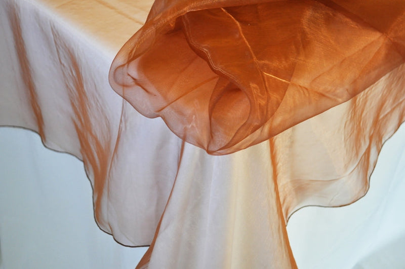 Round Organza Table Overlay Topper 90" Copper