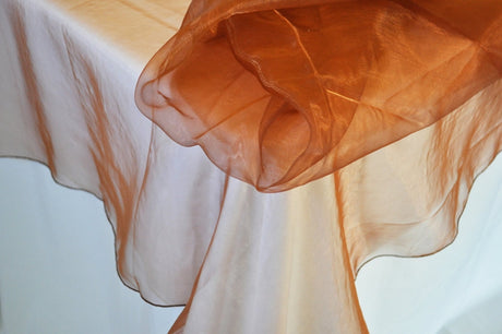 Round Organza Table Overlay Topper 90" Copper