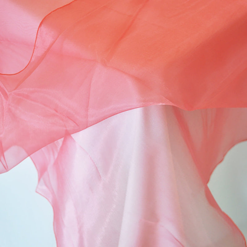 Round Organza Table Overlay 90" Coral