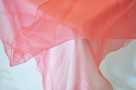 Round Organza Table Overlay 90" Coral