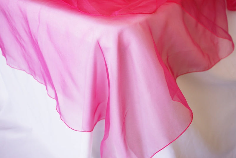 Round Organza Table Overlay 90" Fuchsia