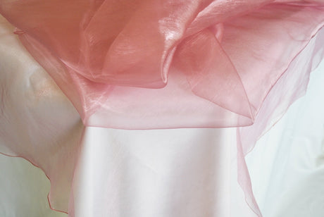 Round Organza Table Overlay 90" Rose Pink