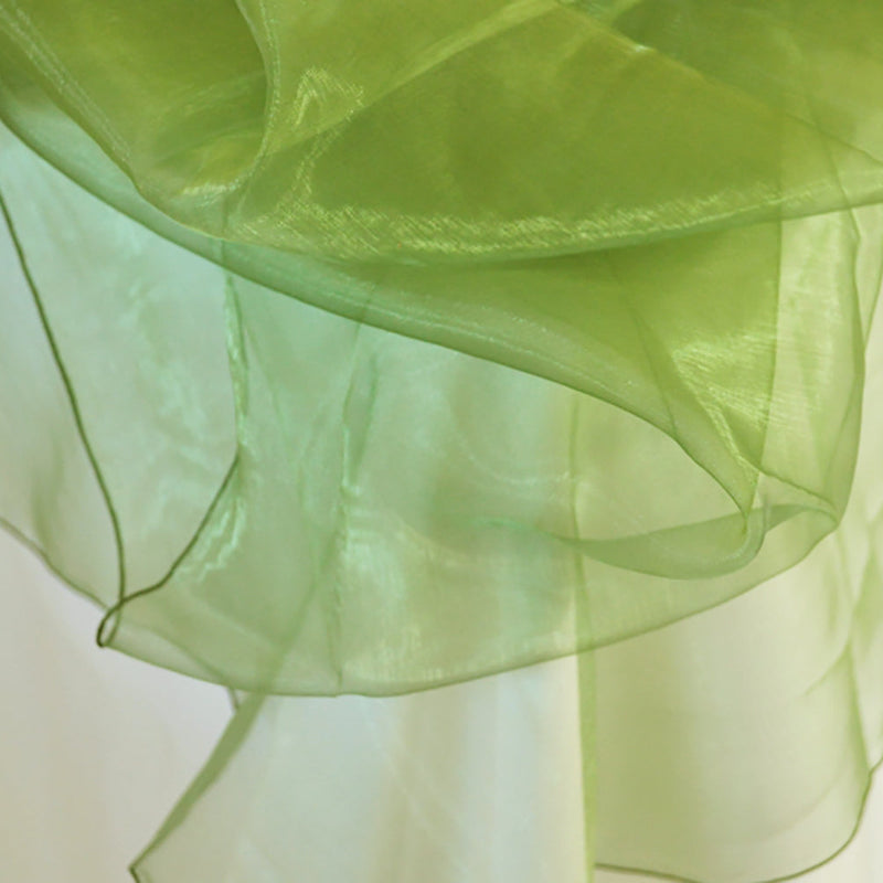 Round Organza Table Overlay Topper 90" Moss Green