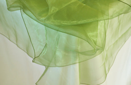 Round Organza Table Overlay Topper 90" Moss Green