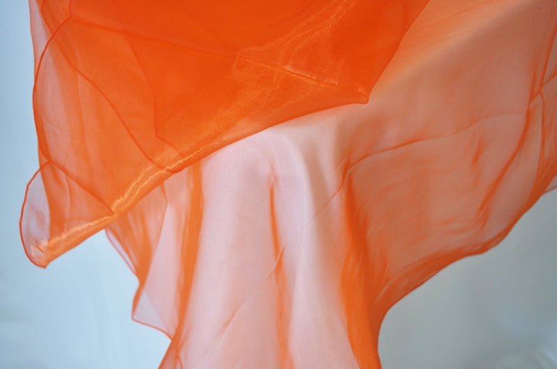 Round Organza Table Overlay 90" Orange