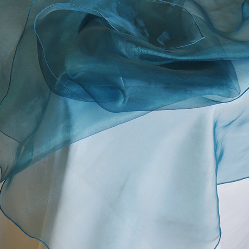Round Organza Table Overlay 90" Peacock