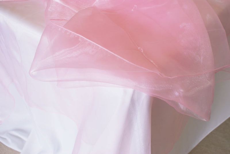 Round Organza Table Overlay 90 Inch Pink