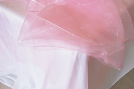 Round Organza Table Overlay 90 Inch Pink