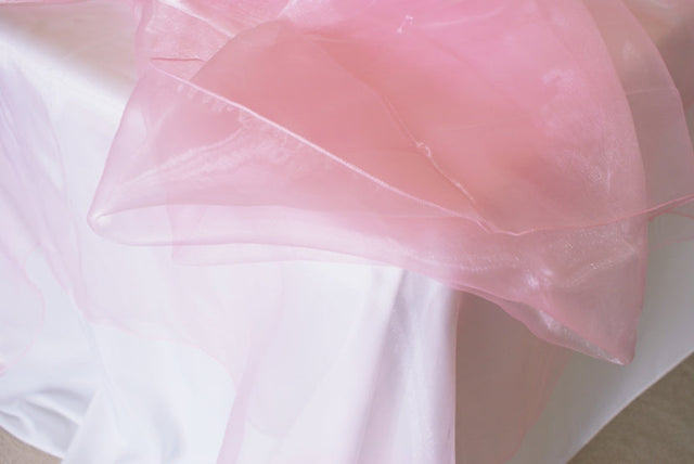 Round Organza Table Overlay 90 Inch Pink